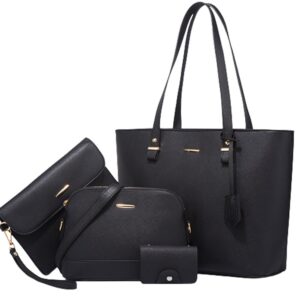 women's handbags set, featuring a large capacity 4-piece collection, including ladies' leather tote and shoulder bags—a versatile and stylish choice for all occasions.