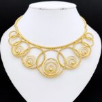 Gold Color Jewelry Set Woman Necklace Earrings Large Set Wedding Banquet Party Gift Free Shipping