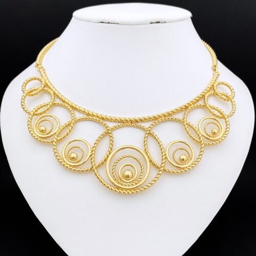 Artificial Gold jewelry set for women, featuring a necklace and earrings, a perfect choice for weddings, banquets, and parties, or as a special gift