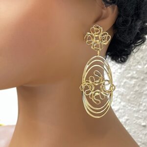 Top trending large size drop earrings for women, featuring the latest 18K gold-plated design.