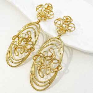 Top trending large size drop earrings for women, featuring the latest 18K gold-plated design. Title