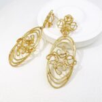 Trending Large Size Drop Earrings for Women Latest Design 18K Gold Plated Earrings Dubai Jewelry Wedding Party Accessories