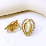 Latest Opal Fashion Jewelry for Women Gold Color Necklace Earrings Set Water Drop Heart Pendant Bride Wedding Party Accessories