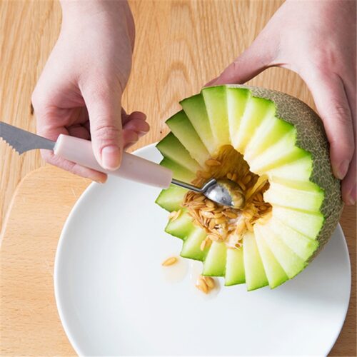 multi-function fruit carving knife, watermelon baller, ice cream digs ball scoop, spoon baller, and various kitchen DIY cold dishes tools and gadgets.
