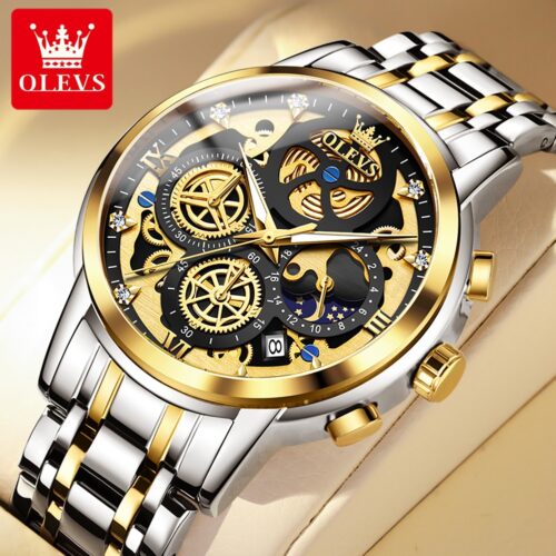 luxury original waterproof quartz watches in gold skeleton style—a sophisticated timepiece for the discerning man.