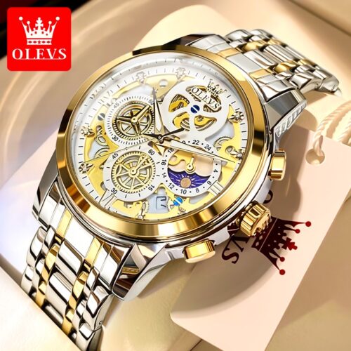 luxury original waterproof quartz watches in gold skeleton style—a sophisticated timepiece for the discerning man.