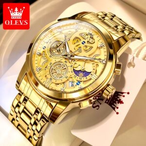 luxury original waterproof quartz watches in gold skeleton style—a sophisticated timepiece for the discerning man.