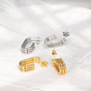 stainless steel stud irregular earrings for women, showcasing waterproof and gold-plated design as a bold fashion statement in party jewelry, perfect for gifting.