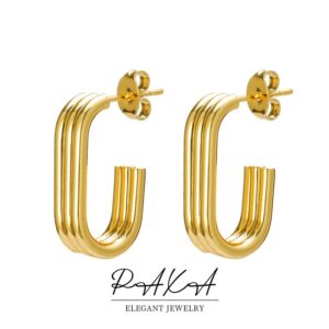 stainless steel stud irregular earrings for women, showcasing waterproof and gold-plated design as a bold fashion statement in party jewelry, perfect for gifting.