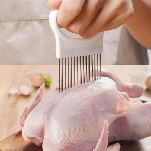 stainless steel onion needle fork, vegetable and fruit slicer, tomato cutter, and cutting holder—a versatile kitchen accessory tool