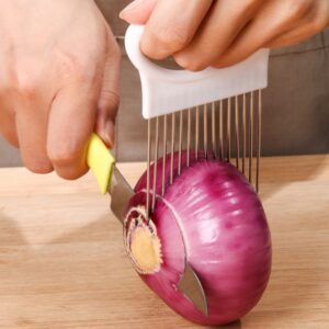 stainless steel onion needle fork, vegetable and fruit slicer, tomato cutter, and cutting holder—a versatile kitchen accessory tool