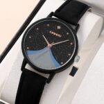 Women Quartz Watch with Heart Bracelet Fashion Casual Round Pointer Quartz Watch Dainty Black