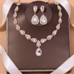 Water Drop Design Imported Necklace Jewelry Set for Women Gold and Silver Color