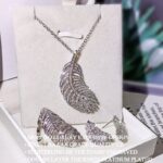 Girls Fashion Jewellery Feathers pattern silver color light weight casual Jewellery Party Wear