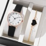 Watch Set for Women Luxury Leather Analog Ladies Quartz Wrist Watch Fashion Bracelet for Ladies
