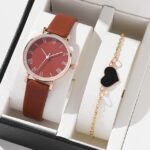 Watch Set for Women Luxury Leather Analog Ladies Quartz Wrist Watch Fashion Bracelet for Ladies