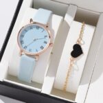 Watch Set for Women Luxury Leather Analog Ladies Quartz Wrist Watch Fashion Bracelet for Ladies