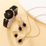 Matching Watches and Jewellery Set for women Luxury Rhinestone Fashion Elegant Wristwatch with Jewellery