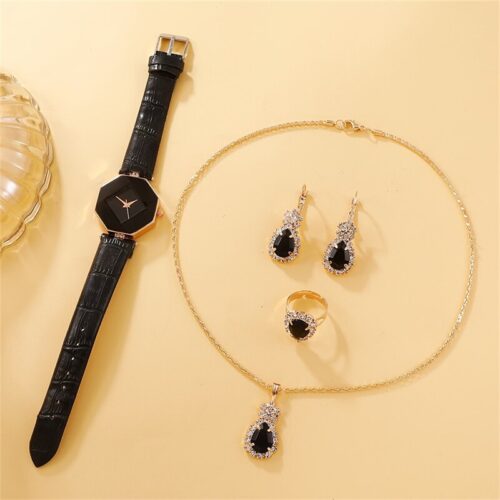Matching watches and jewelry set for women, a coordinated and stylish accessory collection.