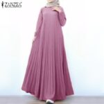 Dubai Style Long Platted Abaya for Women Full Sleeve Maxi Dress Muslim Women Clothing Fashion