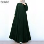 Dubai Style Long Platted Abaya for Women Full Sleeve Maxi Dress Muslim Women Clothing Fashion