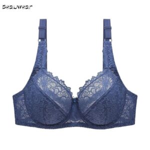 Embroidered Floral Lace Bra Plus Size for Women