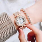 Ladies Quartz Diamond Wristwatch Luxury Rose Gold Watch Women Fashion Elegant Bracelet watches