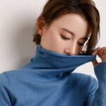 Women's Knitted Sweater High-necked Sweaters Solid-colored Pullover Woman Sweaters