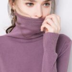 Women's Knitted Sweater High-necked Sweaters Solid-colored Pullover Woman Sweaters