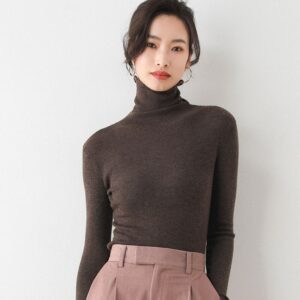 women's high neck knitwear pile collared sweaters, a cozy and stylish winter wardrobe choice.