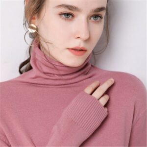 Turtleneck Korean pullover sweater for Women, a stylish and cozy fashion choice.