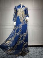 V-Neck Embroidered Colorful Abaya for women Fashion party wear Turkish style now in Pakistan