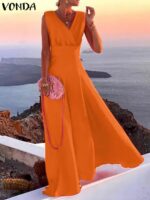 Sexy-V-neck-Sleeveless-Party-Maxi-Long-Dress-Women-Sundress-2023-Beach-Holiday-Vestidos-Vintage-Solid-3