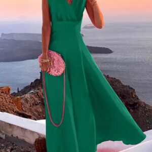 Sleeveless Party Maxi Long Dress for Women. This dress is a fashionable choice for special occasions, featuring a sleeveless design and elegant styling.