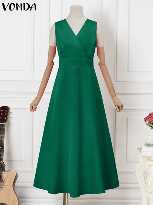 Sleeveless Party Maxi Long Dress for Women. This dress is a fashionable choice for special occasions, featuring a sleeveless design and elegant styling.