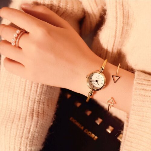 ladies' luxury bangle bracelet watches with a stainless-steel design.