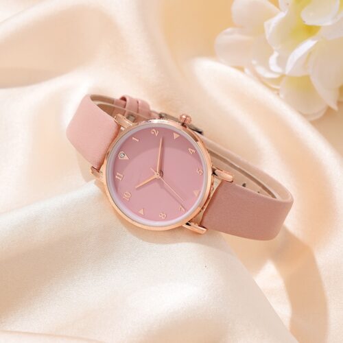 luxury leather analog watch set designed for women with Matching Bracelet, Earrings, Necklace