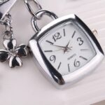 Women Pendant wrist Watch Vintage Design with Letters Rhinestone Inlaid Chain Bracelet