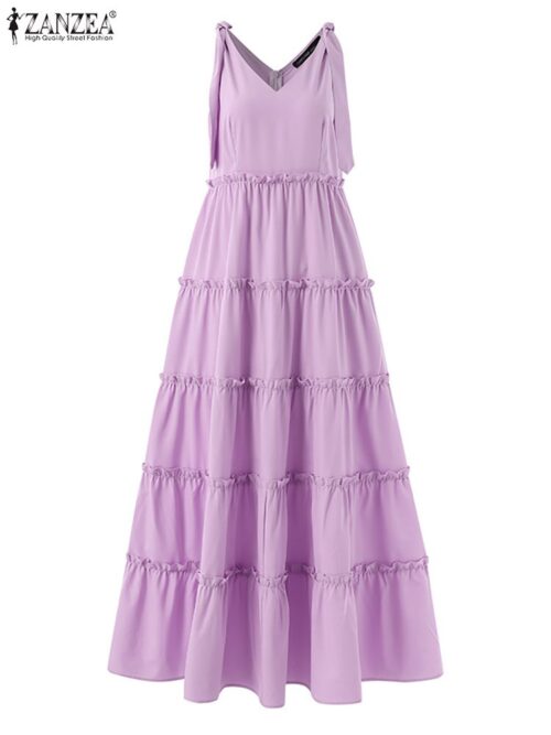 A relaxed and stylish maxi dress, perfect for a vintage-inspired, casual summer look.