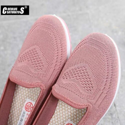 casual women's sneakers and knitted fabric loafers, comfortable and stylish footwear options