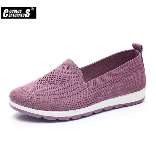 casual women's sneakers and knitted fabric loafers, comfortable and stylish footwear options