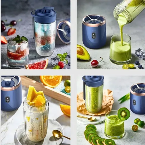 A compact and portable electric juice blender, perfect for on-the-go juicing.