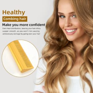 A heated comb designed for straightening hair, offering sleek and smooth results especially for curly hairs