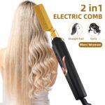 A heated comb designed for straightening hair, offering sleek and smooth results especially for curly hairs