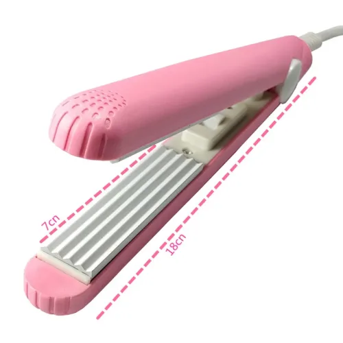 Mini electric hair iron, a compact and portable tool for on-the-go hair styling.