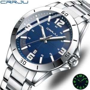 A high-end stainless steel men's wristwatch, exuding luxury and style for the fashion-conscious.