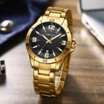Men Fashion Quartz Watches Stainless Steel Luxury Wristwatch with Date for Business and Casual Use