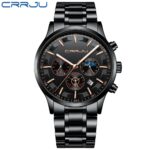 Dual Display Men Watch Chronographic Sport Quartz Full Steel Elegant Strap Male Waterproof Watch