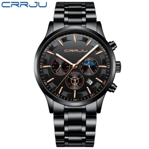 A sleek and stylish men's wristwatch with two display dials, featuring a chronograph design for Men Fashion