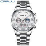 Dual Display Men Watch Chronographic Sport Quartz Full Steel Elegant Strap Male Waterproof Watch